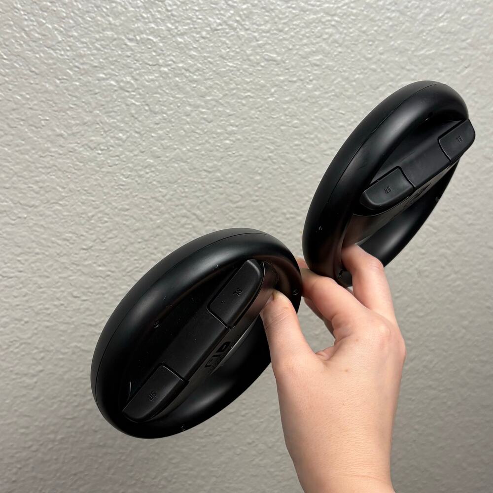Set of 2 Wii Switch Black Steering Wheels for Joycon Controllers Racing Game - Picture 6 of 7